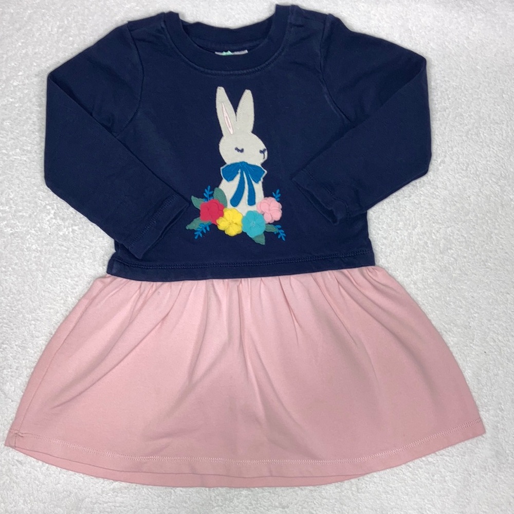 Hanna Andersson bunny sweatshirt style dress long sleeve girls 100cm size 4
